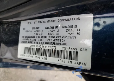 2015 Mazda 6 Sport from USA, damaged, VIN JM1GJ1U55F1193272